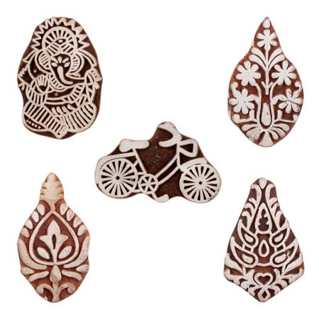 Set of 5 Piece New Mix Wooden Printing Blocks